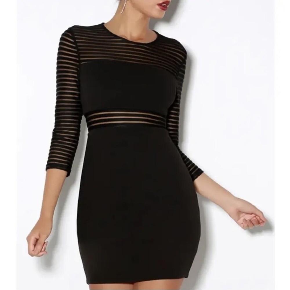 Perfect Mesh Black Bodycon Dress